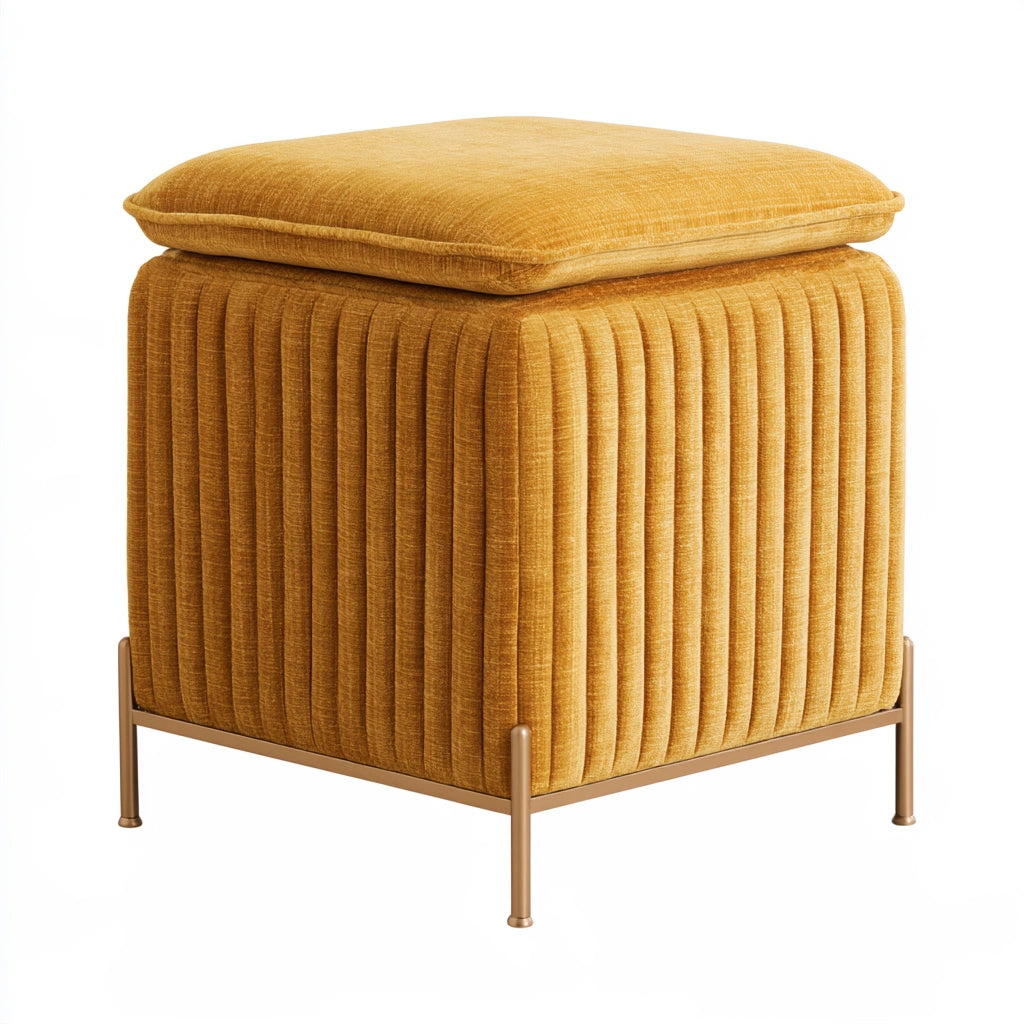 Pouf carré aux lignes épurées, coloris gris