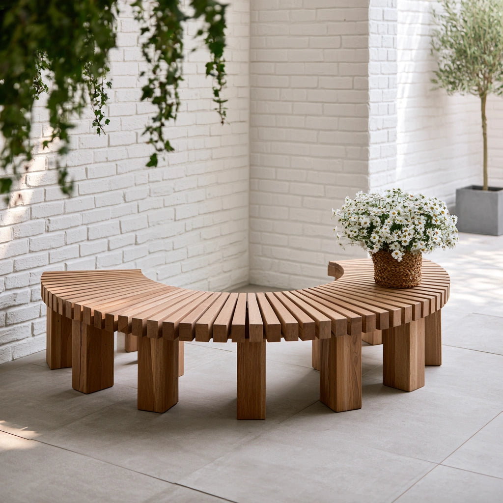 Banc décoratif en bois, coloris brun naturel