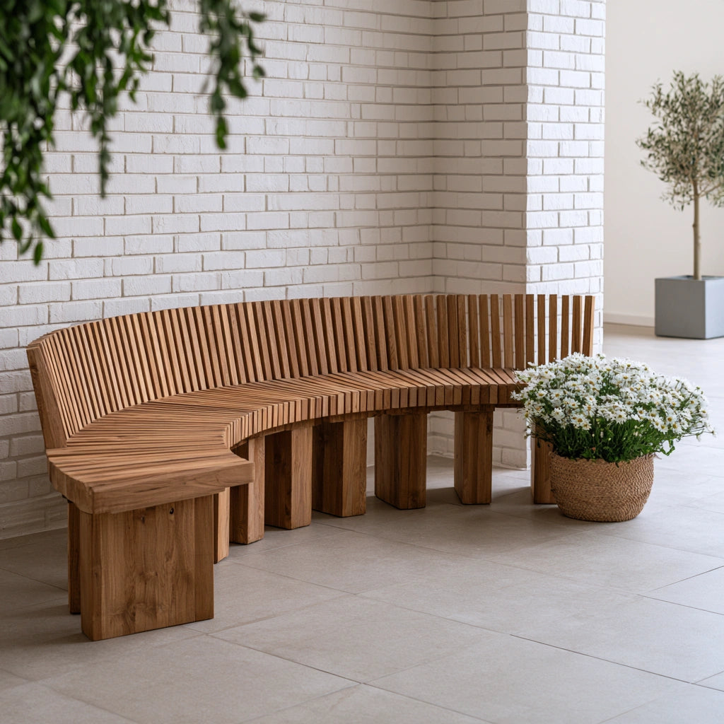 Banc décoratif en bois, coloris brun naturel