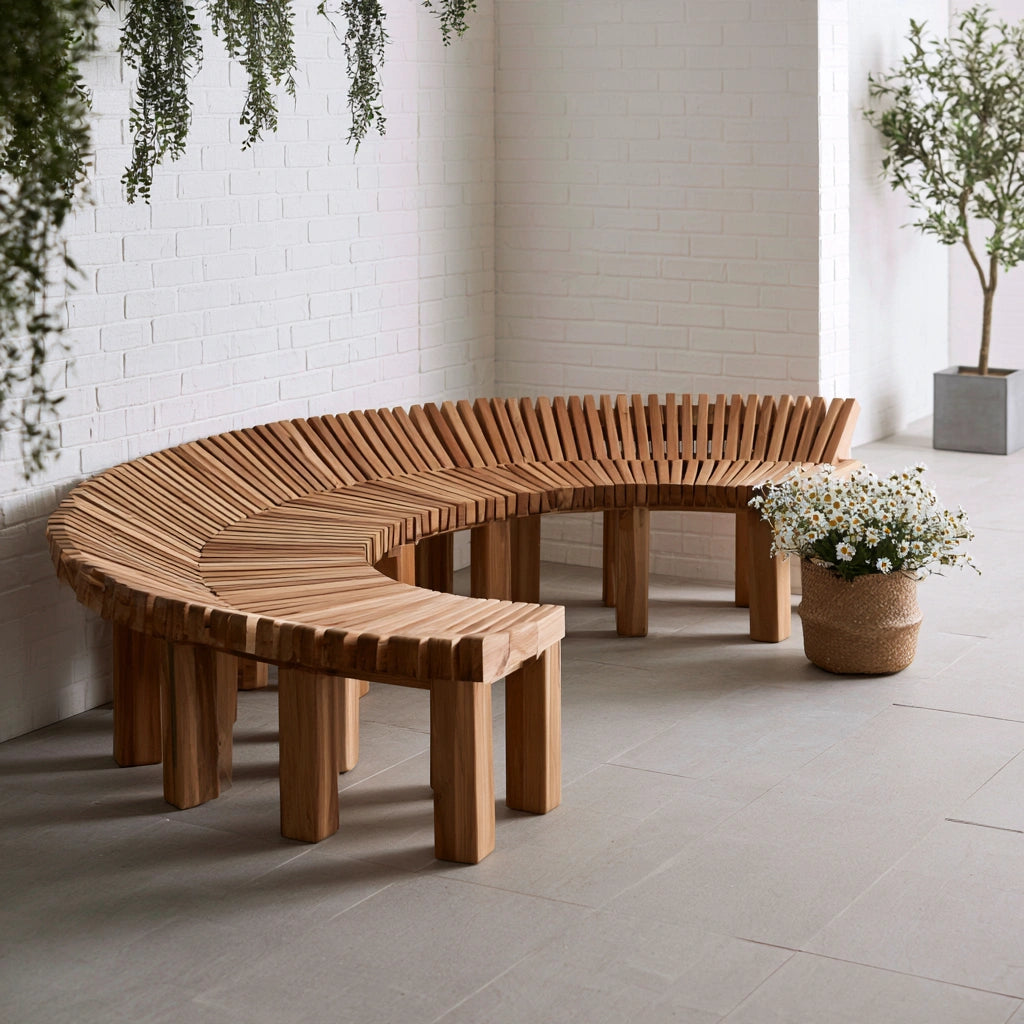Banc décoratif en bois, coloris brun naturel