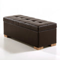Banc avec rangement en similicuir, coloris brun foncé