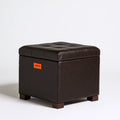 Banc coffre rembourré en similicuir, coloris brun foncé