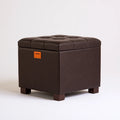 Banc coffre rembourré en similicuir, coloris brun foncé