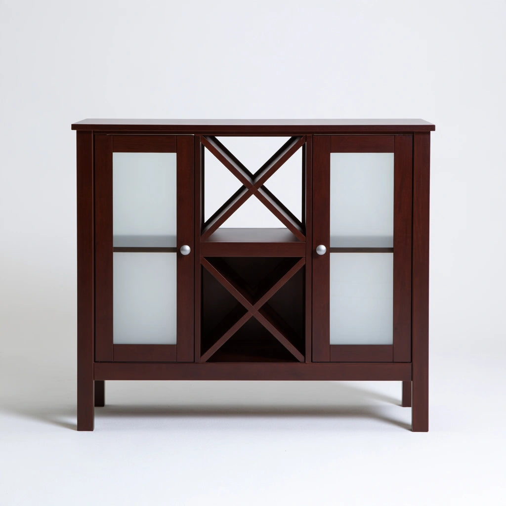 Meuble bar en bois, coloris brun foncé