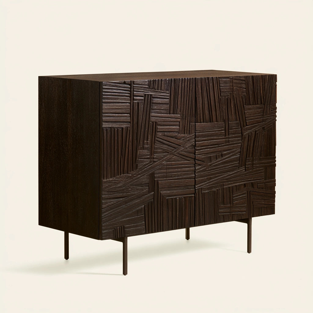 Meuble de rangement en bois, coloris brun foncé