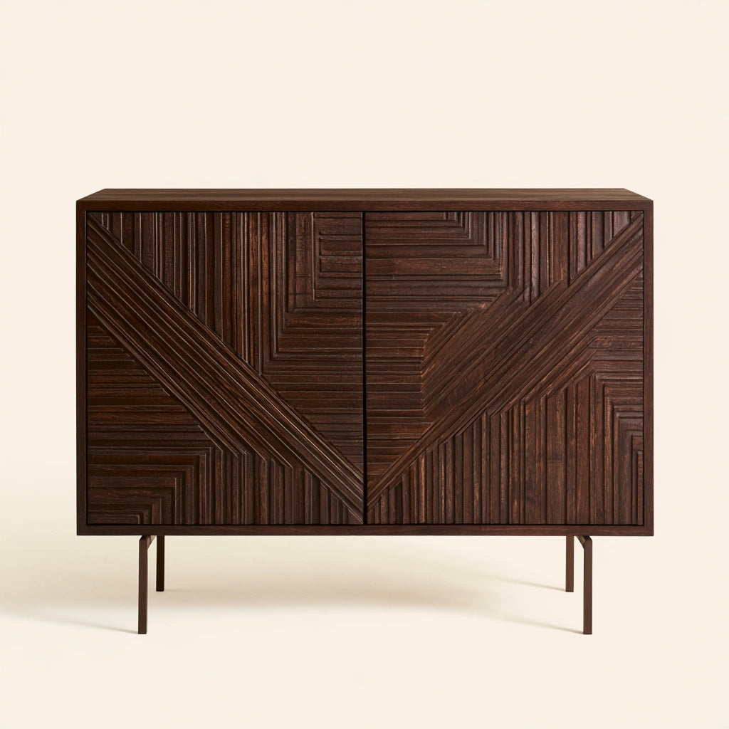 Meuble de rangement en bois, coloris brun foncé