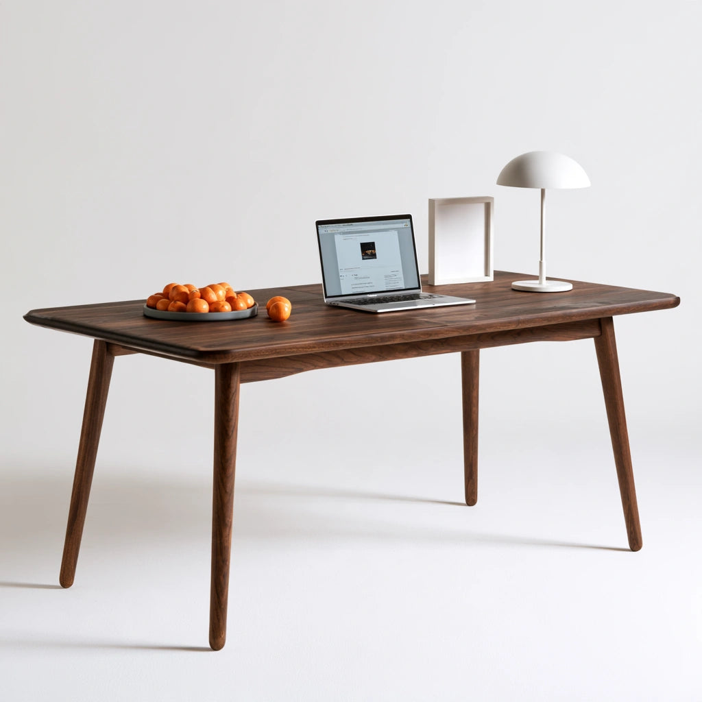 Table à manger rectangulaire en bois, coloris brun foncé