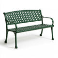 Banc de jardin avec dossier en métal, coloris vert foncé