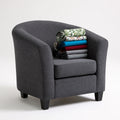 Fauteuil tonneau en tissu, coloris gris foncé